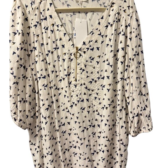 Siren Lily Blouse Sz 3X Bird Pattern Blouse With Zipper Neckline. NWT - Picture 8 of 12